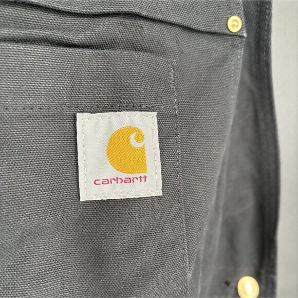 Carhartt Mens Loose Fit Firm Duck Insulated Bib Overalls L Short Black Workwear - Picture 3 of 9